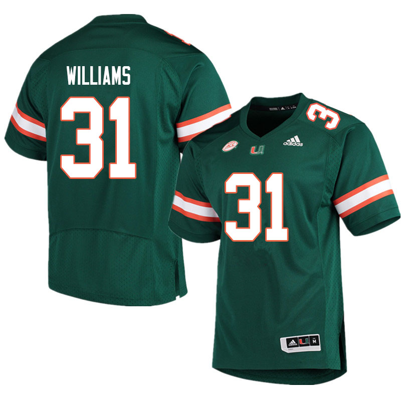 Men #31 Avantae Williams Miami Hurricanes College Football Jerseys Sale-Green